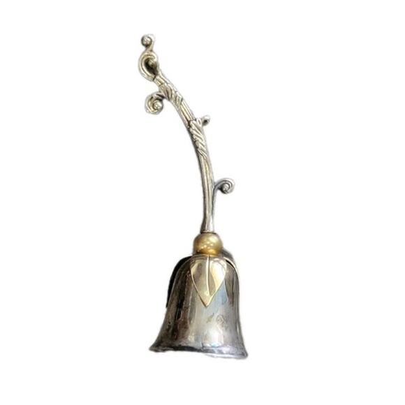 Vintage Brass Metal‎ Flower Stem Dinner Bell Hong Kong - Picture 1 of 5